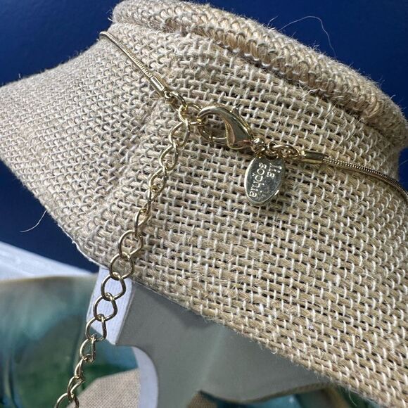 Lia Sophia Caramel Corn Mother of Pearl, Crystal, Gold Teardrop Stones Necklace - Picture 3 of 4